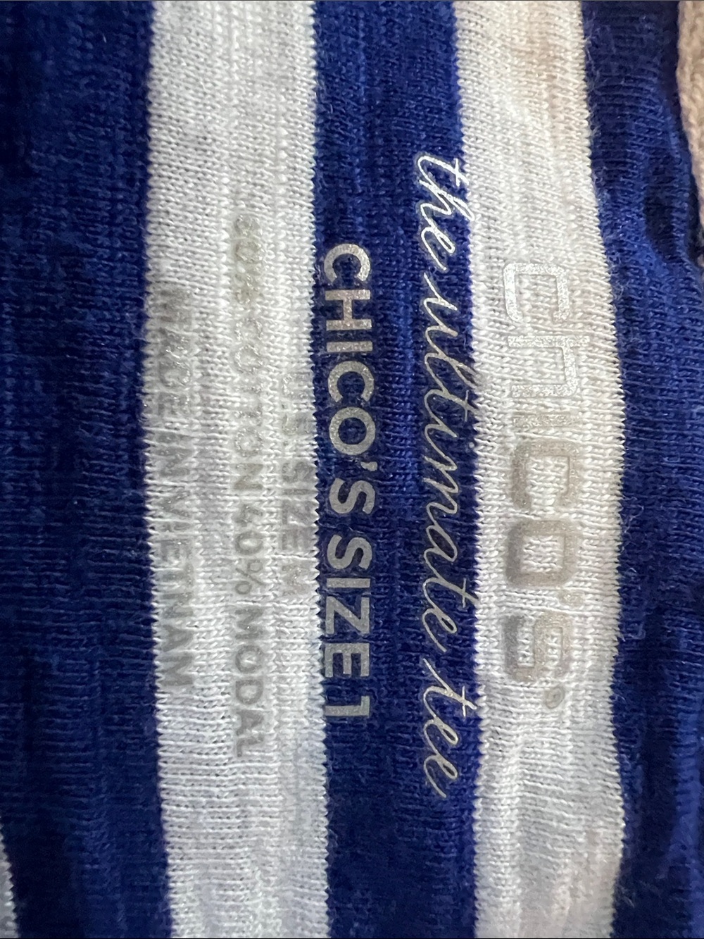 Blue and white striped Chico’s tee - Picture 3 of 7